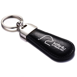 Metal/PU Keychain with Engraved Logo