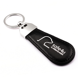 Leather Keychain with Silver Pressed Logo