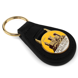 Genuine Leather Keychain with a metal plate for branding